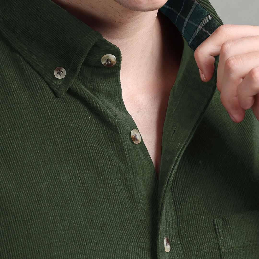 Cruise Corduroy Shirt In Leaf Green
