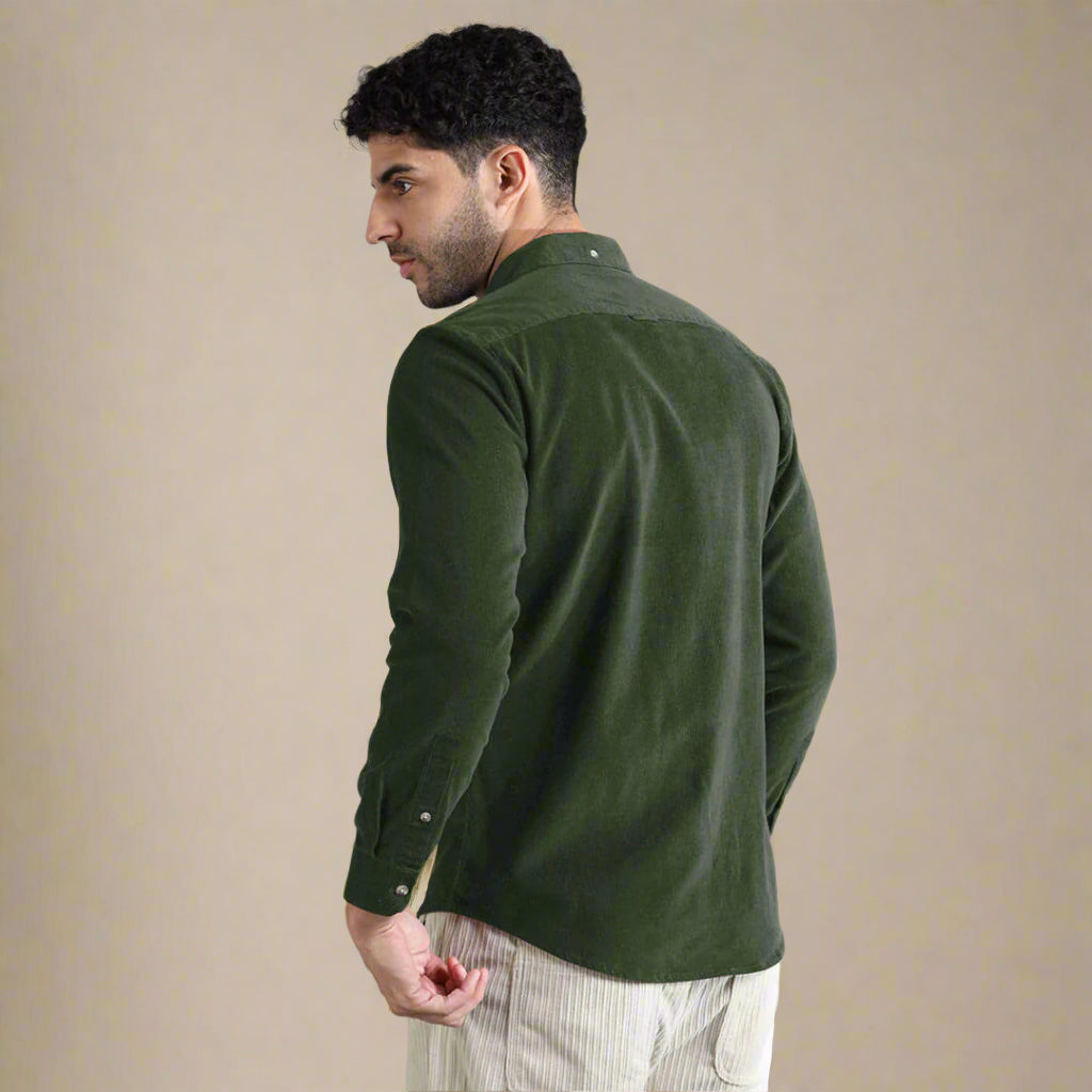 Cruise Corduroy Shirt In Leaf Green