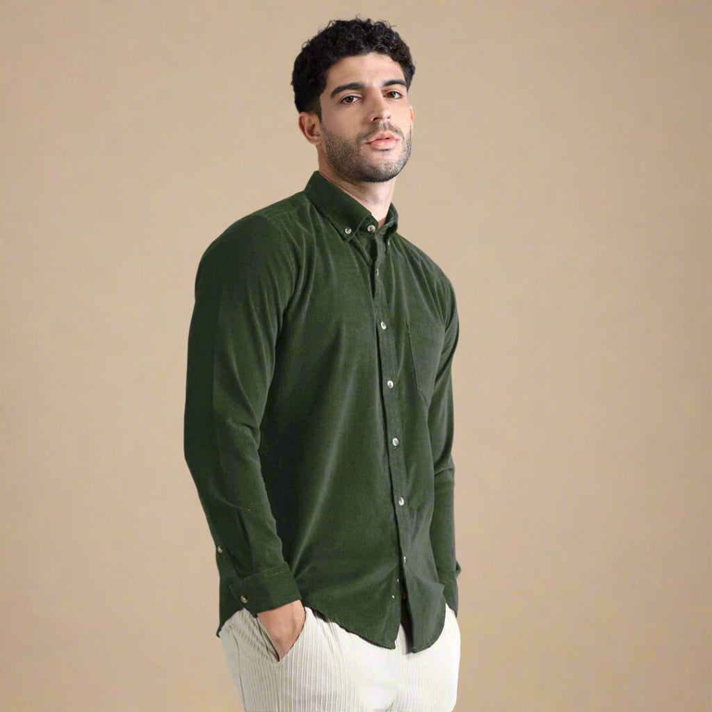 Cruise Corduroy Shirt In Leaf Green