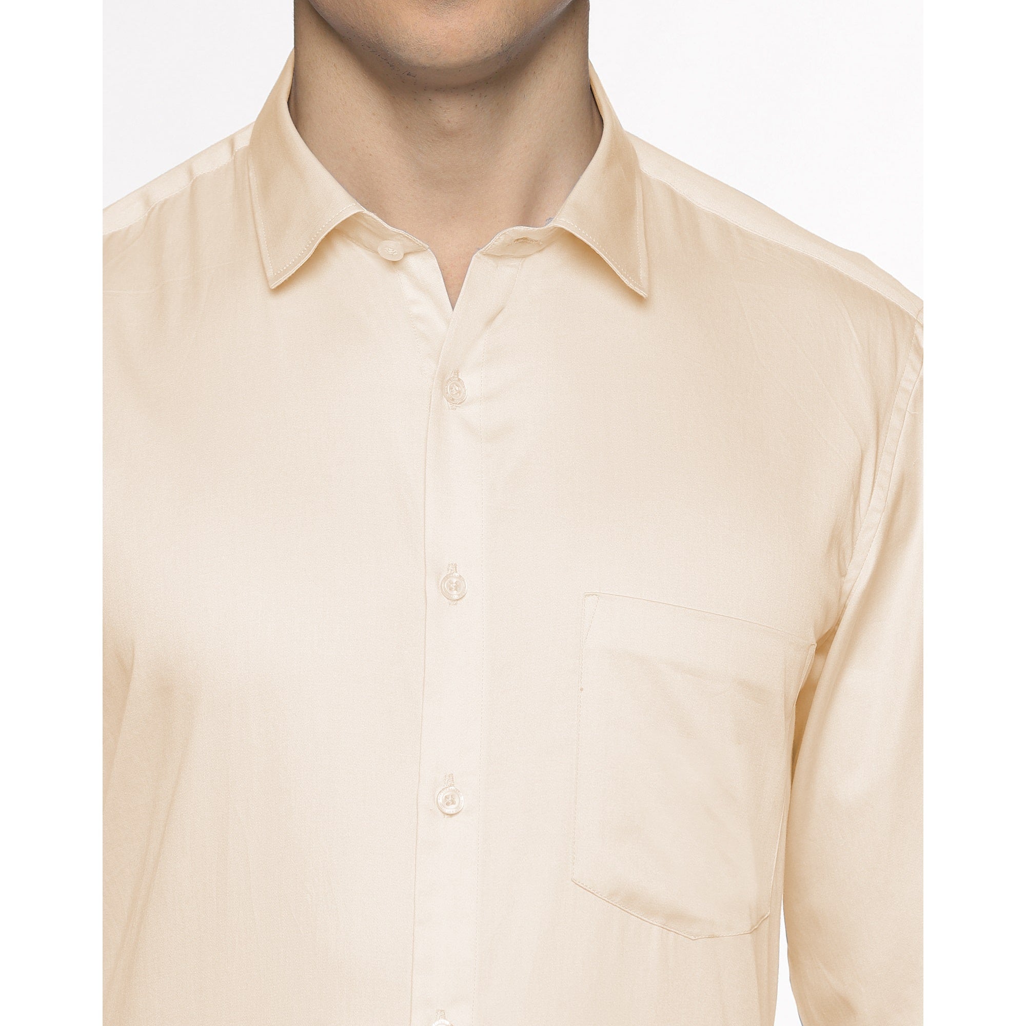 Swiss Finish Giza Cotton Shirt In Light Peach - The Formal Club