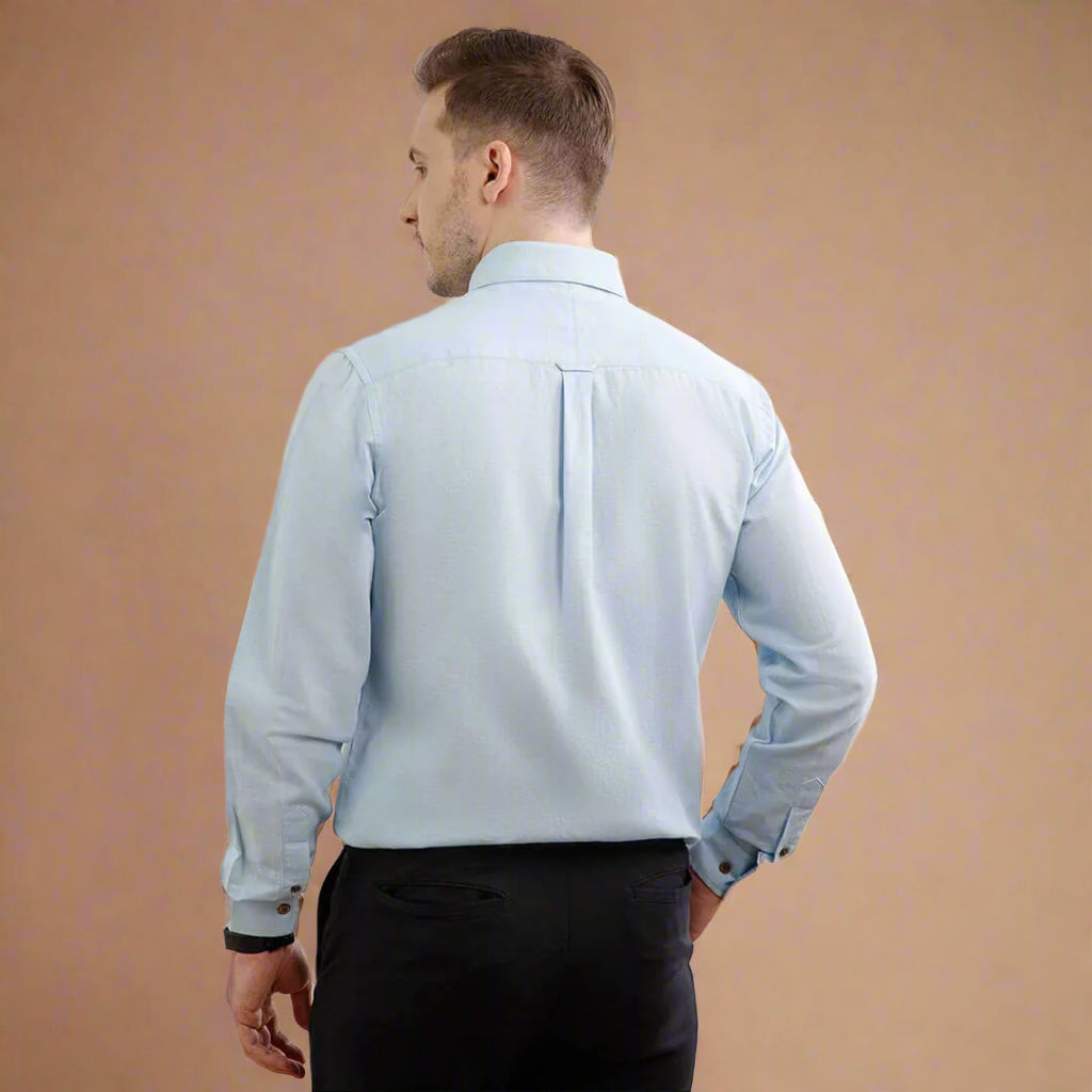 Breeze Linen Full Sleeves Shirt In Baby Blue
