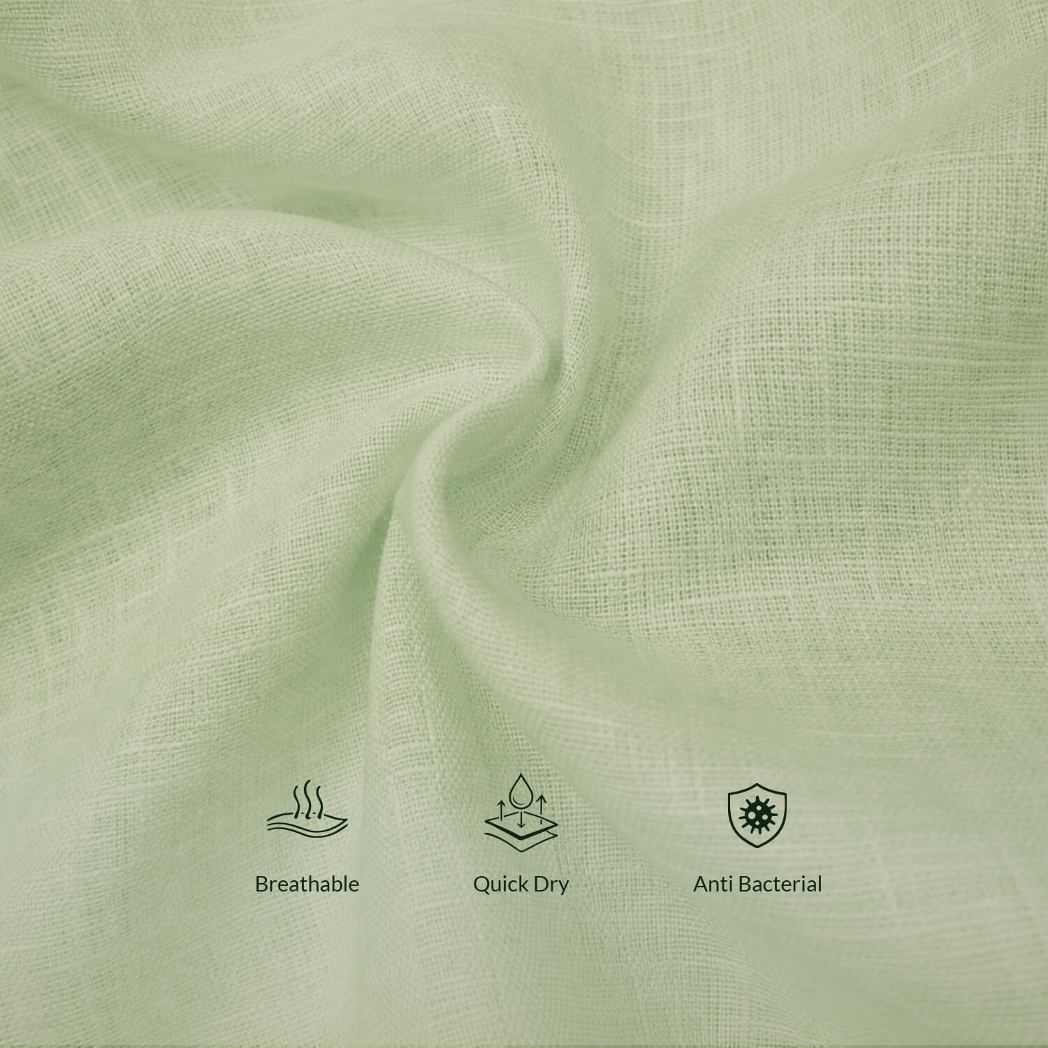 Breeze Linen Full Sleeves Shirt In Leaf Green