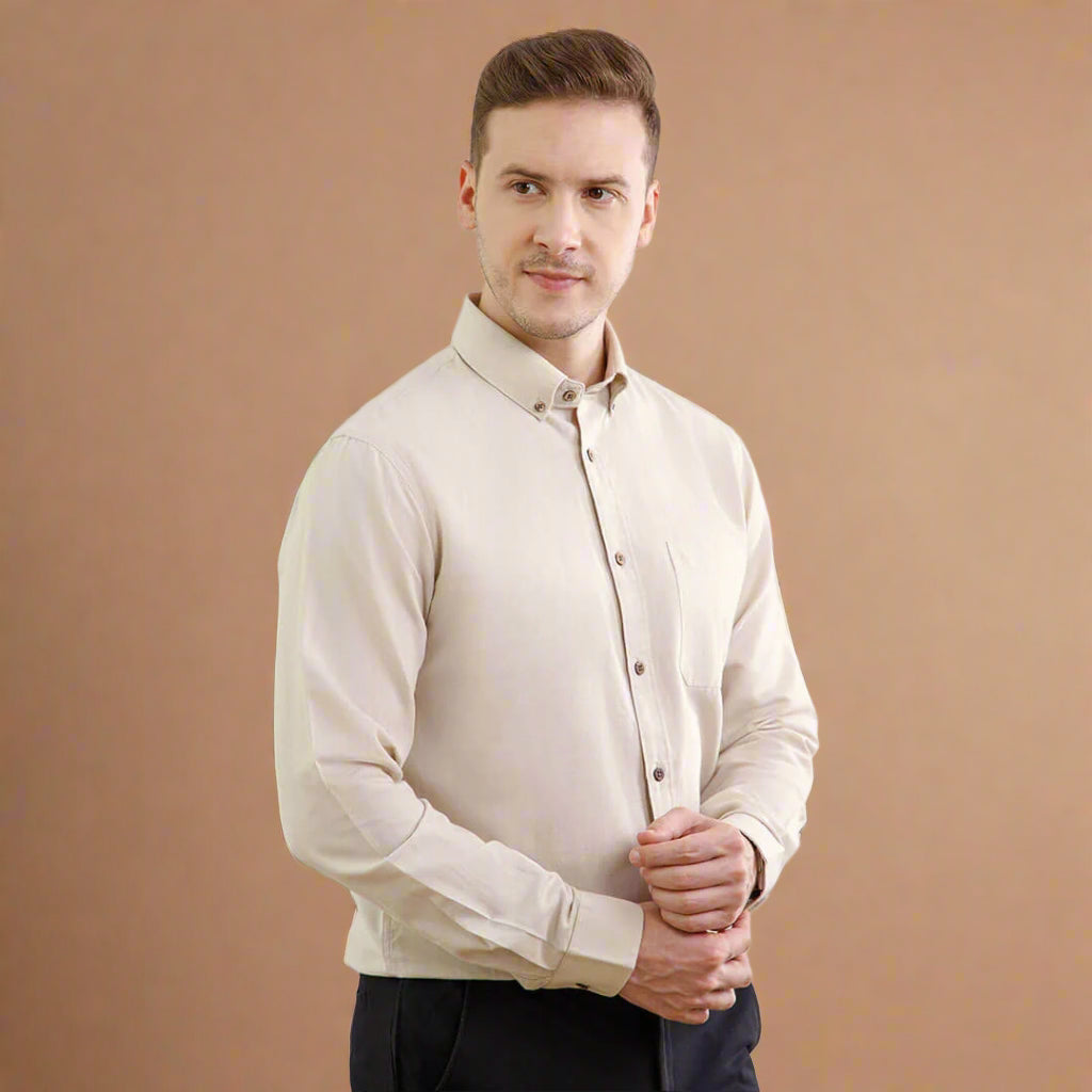 Breeze Linen Full Sleeves Shirt In Mushroom