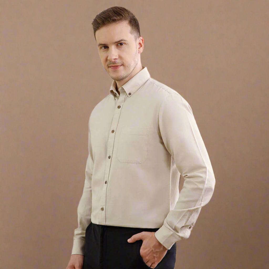 Breeze Linen Full Sleeves Shirt In Mushroom