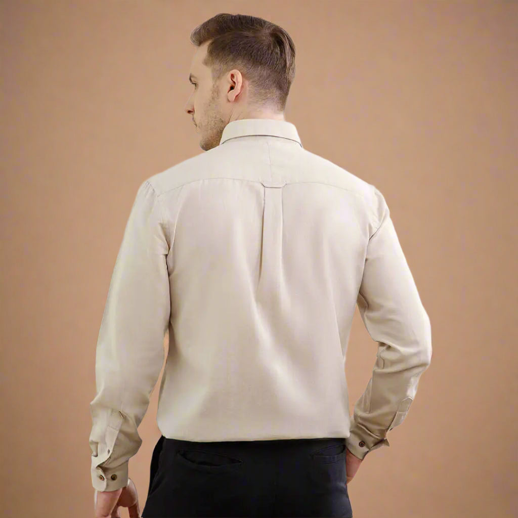 Breeze Linen Full Sleeves Shirt In Mushroom