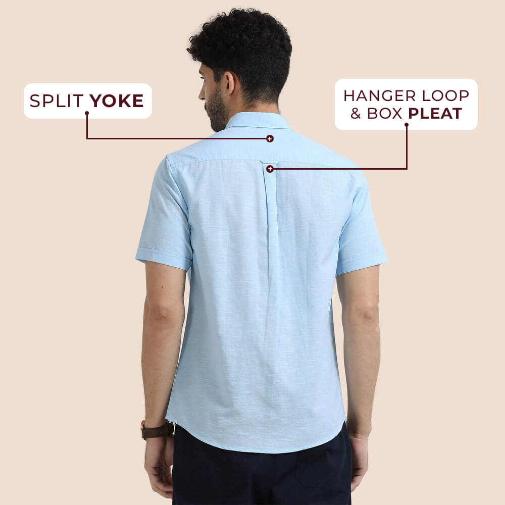 Breeze Linen Half Sleeves Shirt In Powder Blue