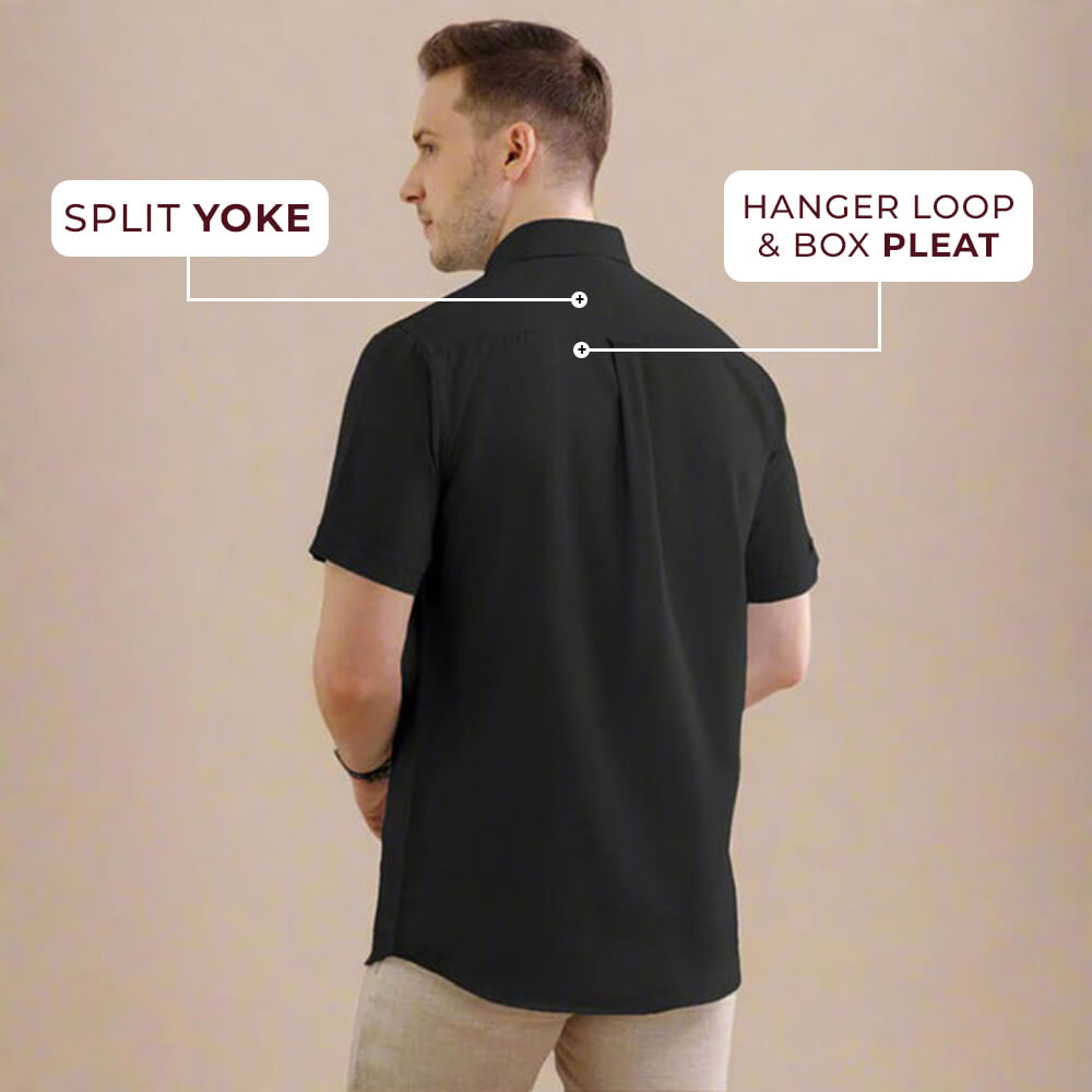 Breeze Linen Half Sleeves Shirt In Raven