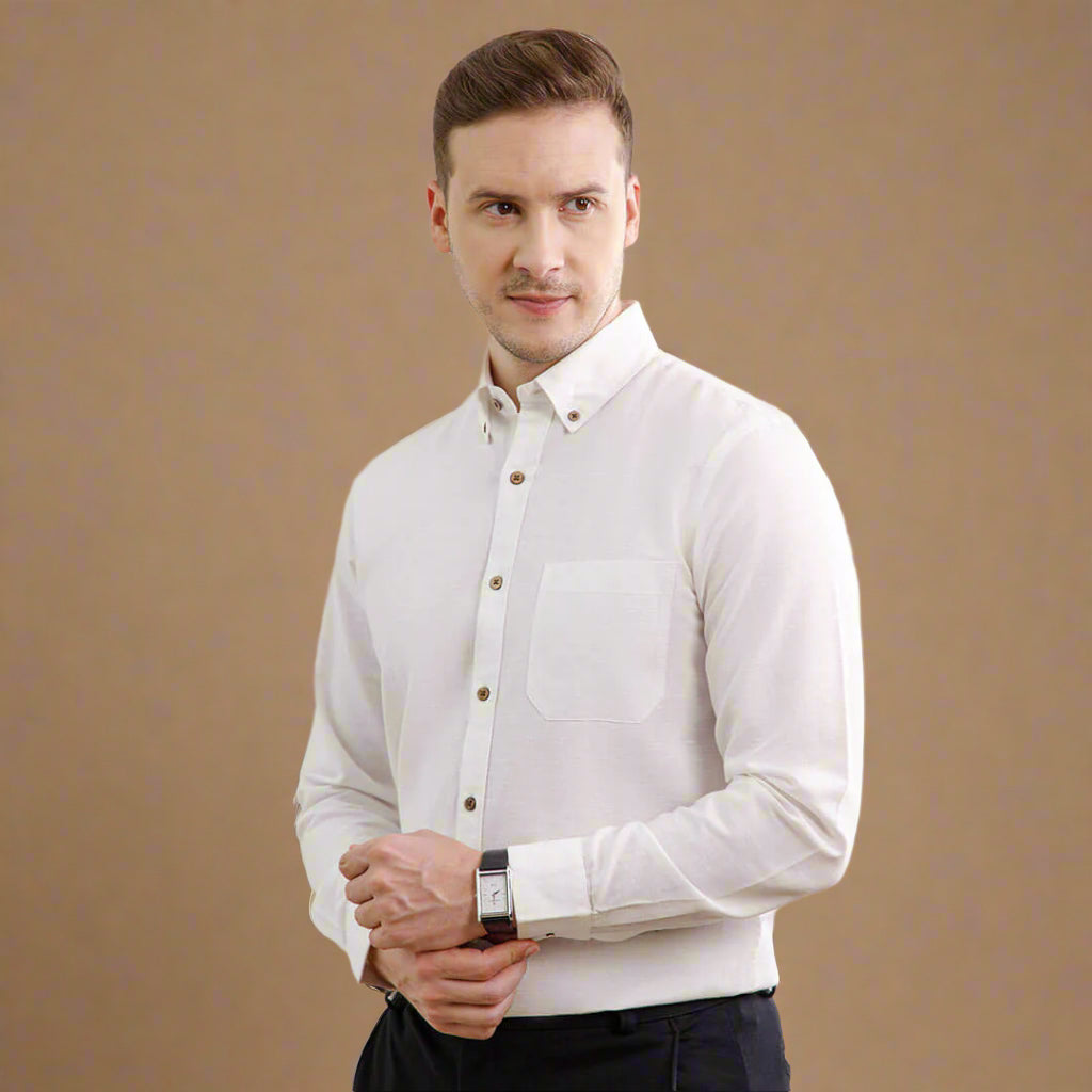 Breeze Linen Full Sleeves Shirt In Ivory