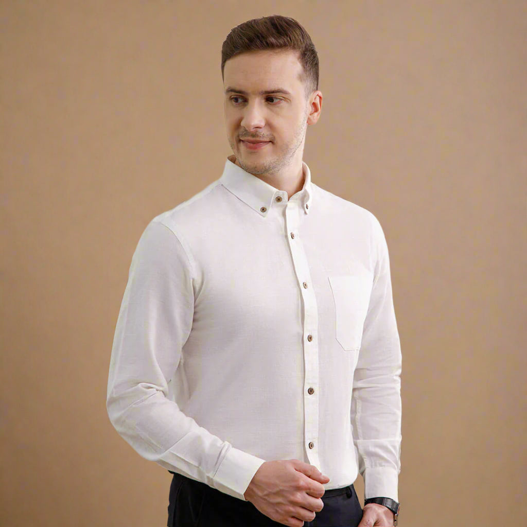 Breeze Linen Full Sleeves Shirt In Ivory