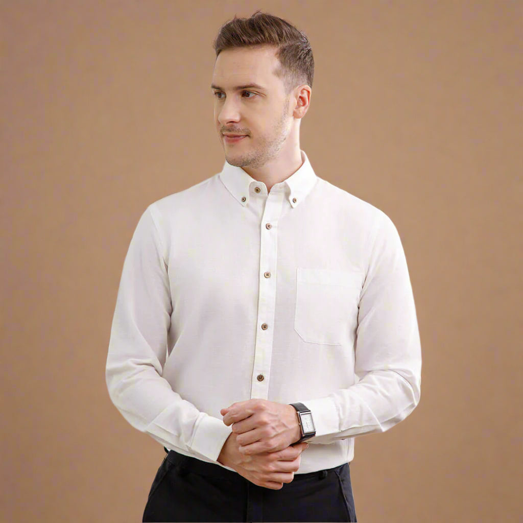 Breeze Linen Full Sleeves Shirt In Ivory