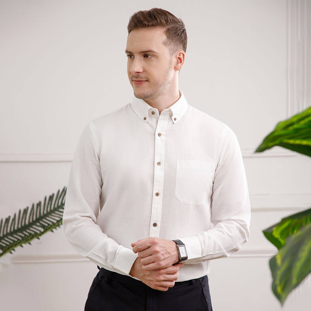 Breeze Linen Full Sleeves Shirt In Ivory