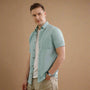 Breeze Linen Half Sleeves Shirt In Watercress