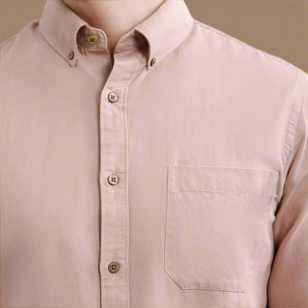 Breeze Linen Full Sleeves Shirt In Wood Rose