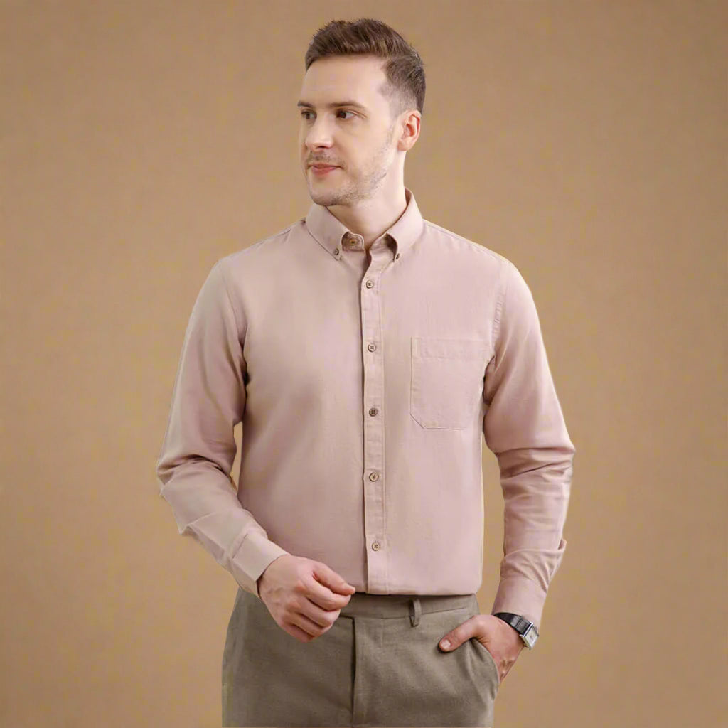 Breeze Linen Full Sleeves Shirt In Wood Rose