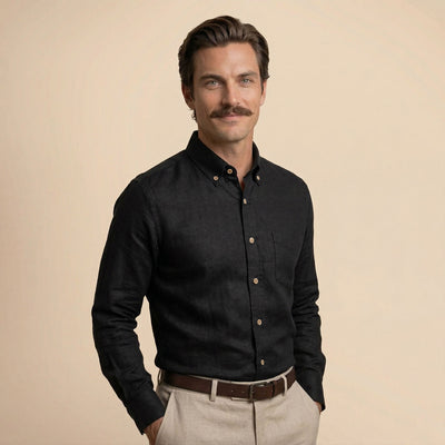 Breeze Linen Full Sleeves Shirt In Midnight