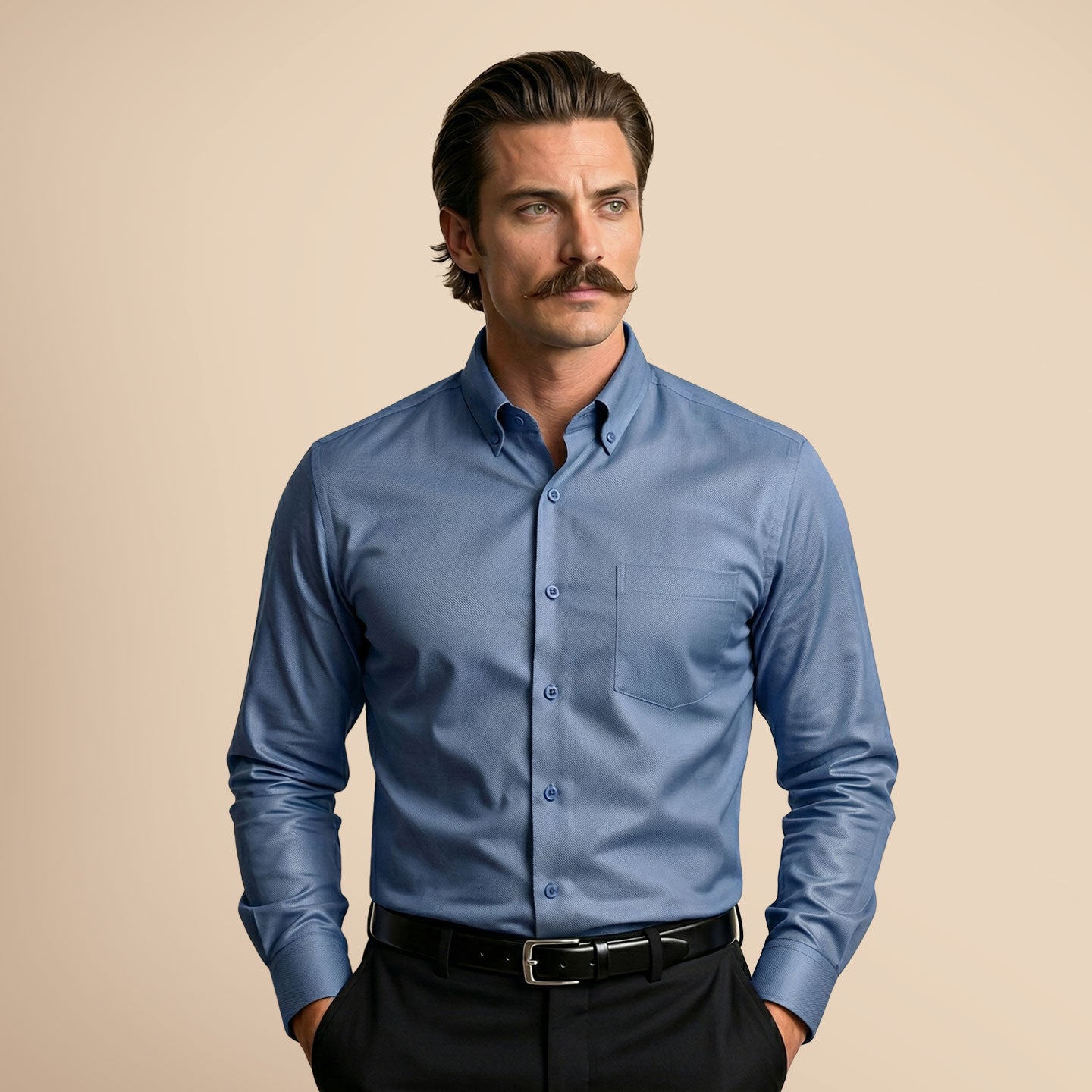 Royal Oxford Dobby Shirt in Midnight Blue