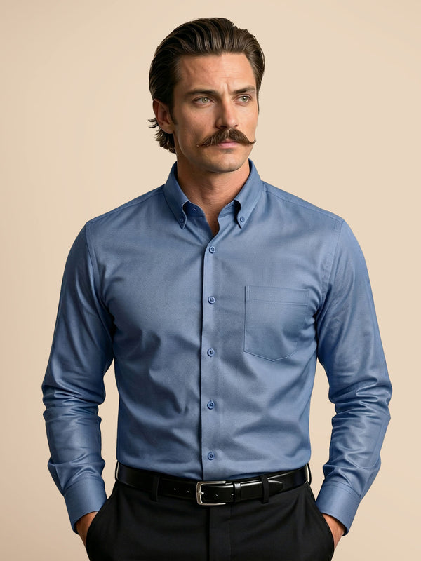 Royal Oxford Dobby Shirt in Midnight Blue