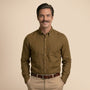 Breeze Linen Full Sleeves Shirt In Mocha