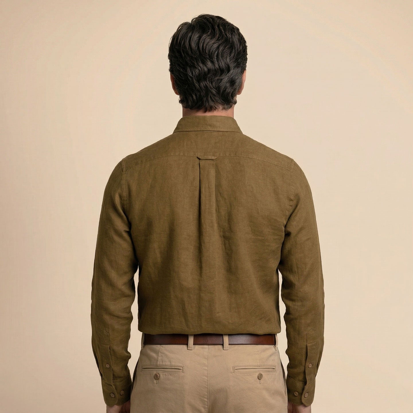 Breeze Linen Full Sleeves Shirt In Mocha