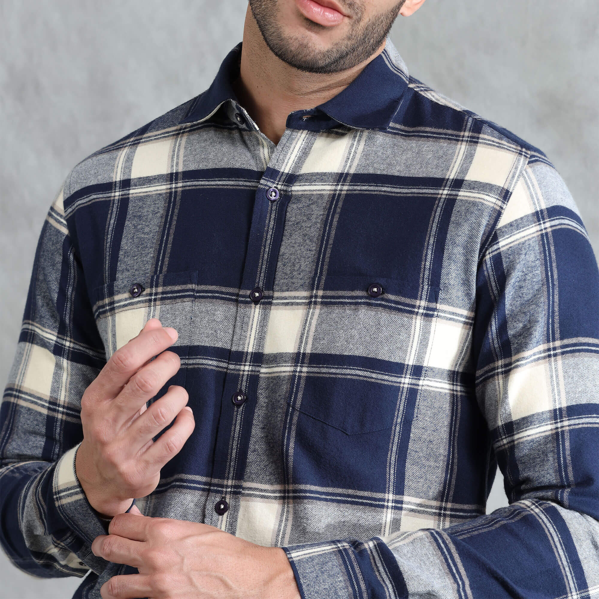 Lumber Flannel Check Shirt In Midnight Blue