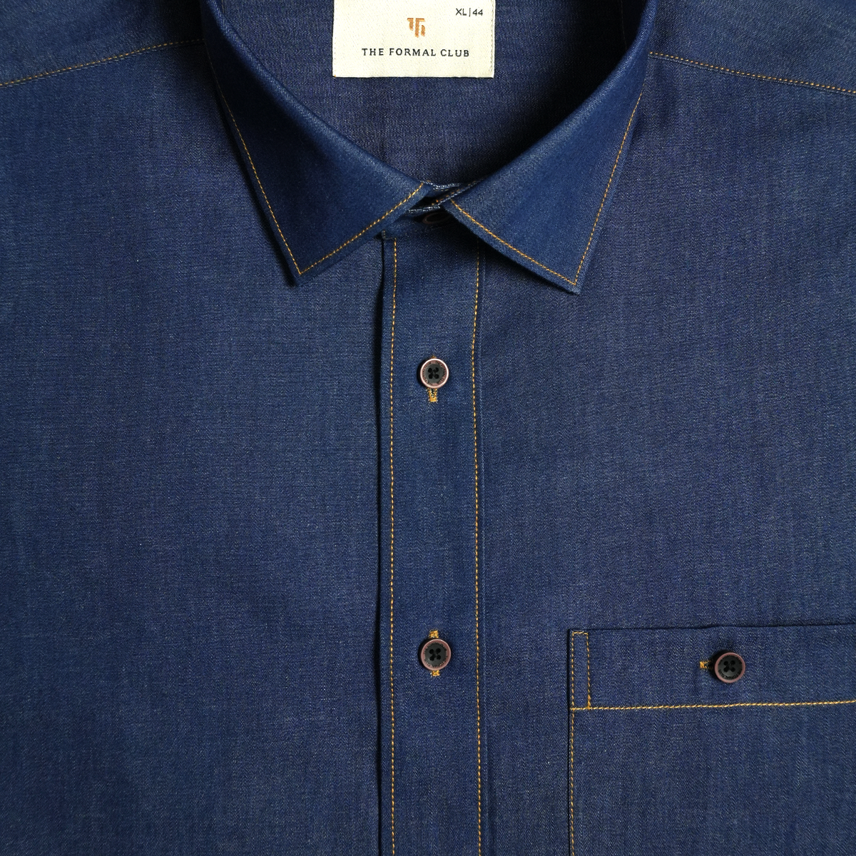 The Legend Denim Mens Shirt In Midnight Indigo
