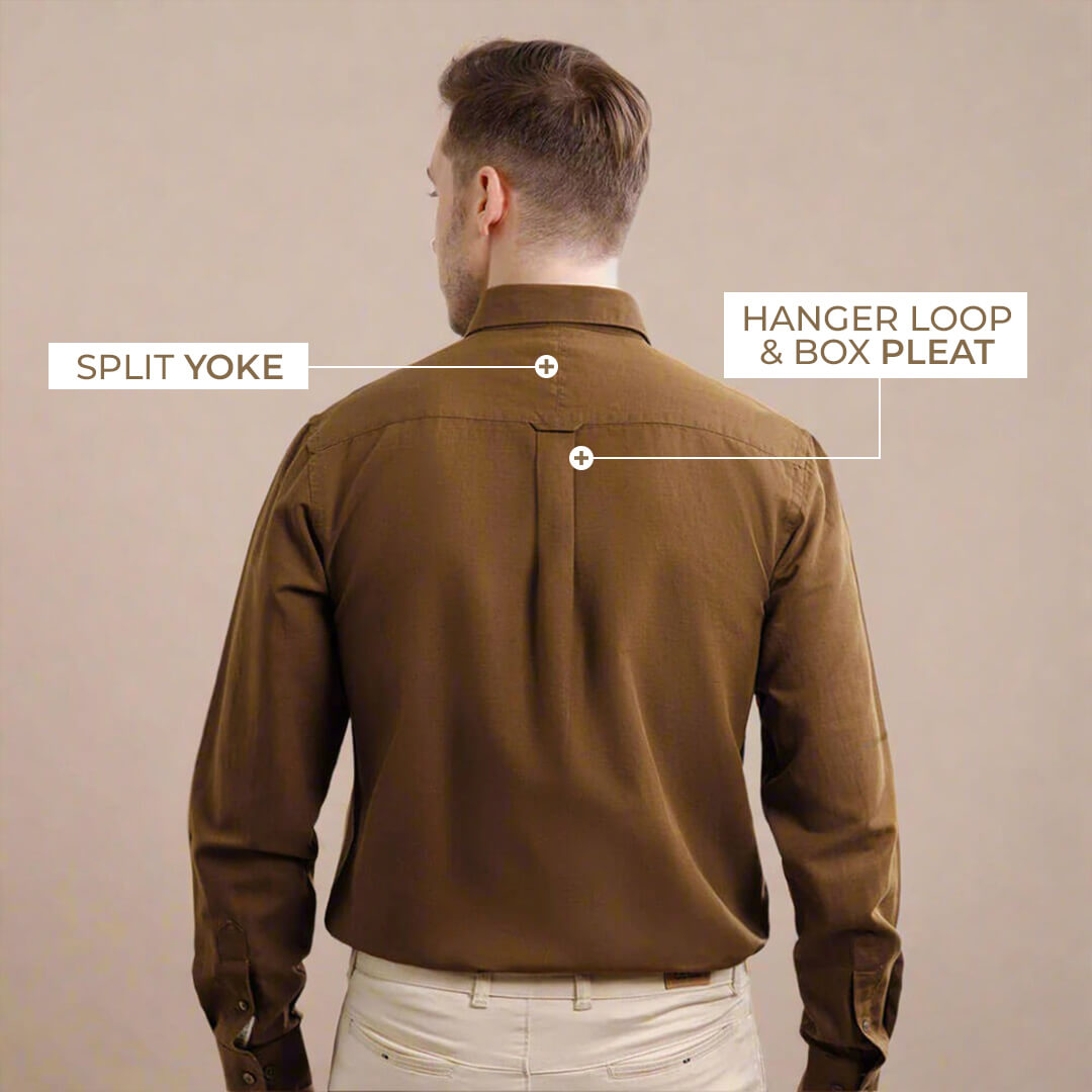 Breeze Linen Full Sleeves Shirt In Mocha