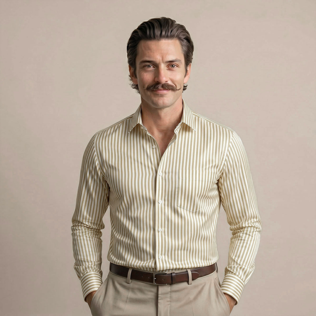 Boardroom Bengal Stripes Shirt In Sand