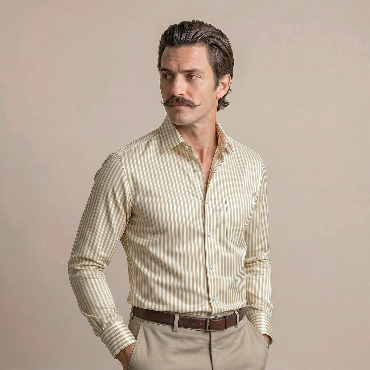 Boardroom Bengal Stripes Shirt In Sand