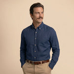 Breeze Linen Full Sleeves Shirt In French Navy