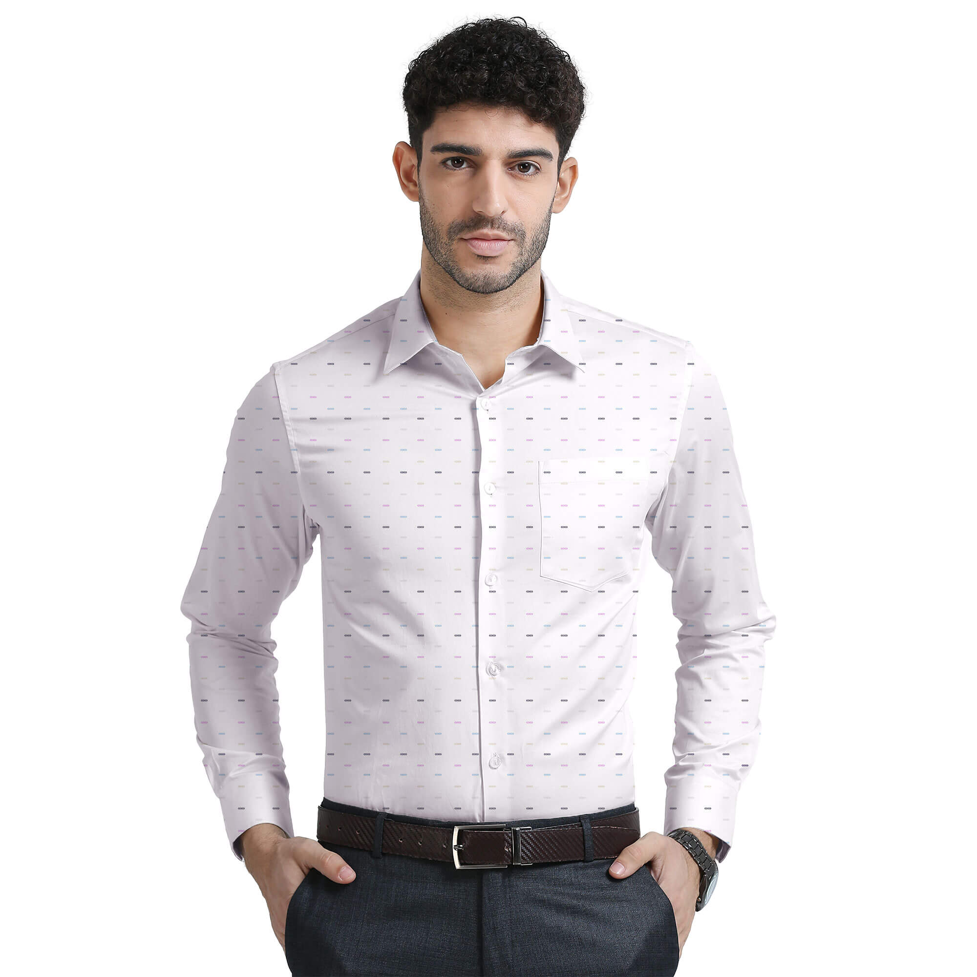 Nova Textured Shirt In White Slim Fit