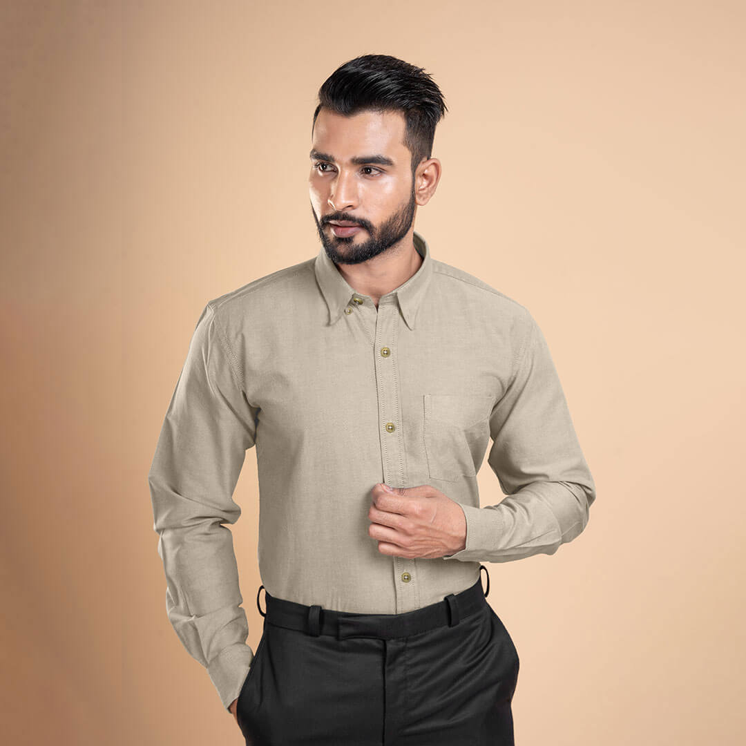 Regal Oxford Solid shirt in Almond