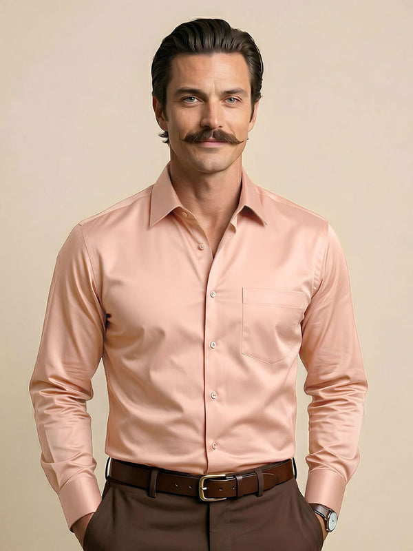 Cambridge Giza Cotton Shirt In Peach Fuzz