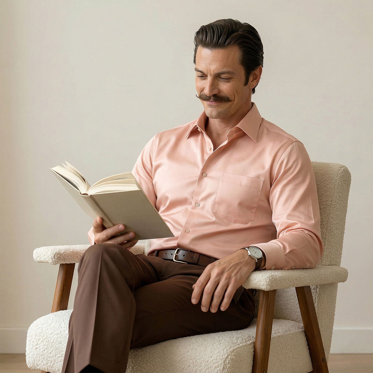 Cambridge Giza Cotton Shirt In Peach Fuzz