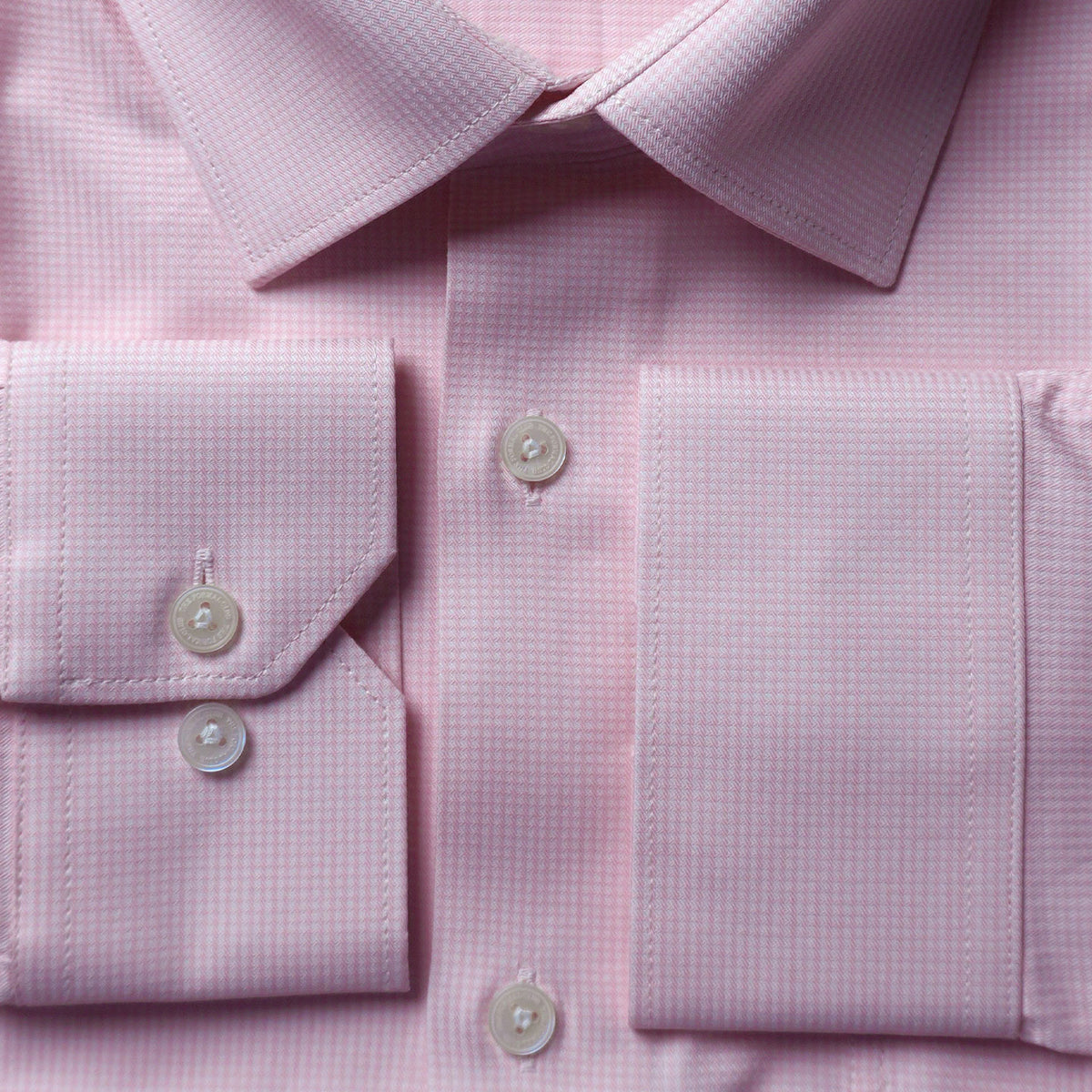 Statemans Micro Dobby Checks Shirt In Dusty Pink