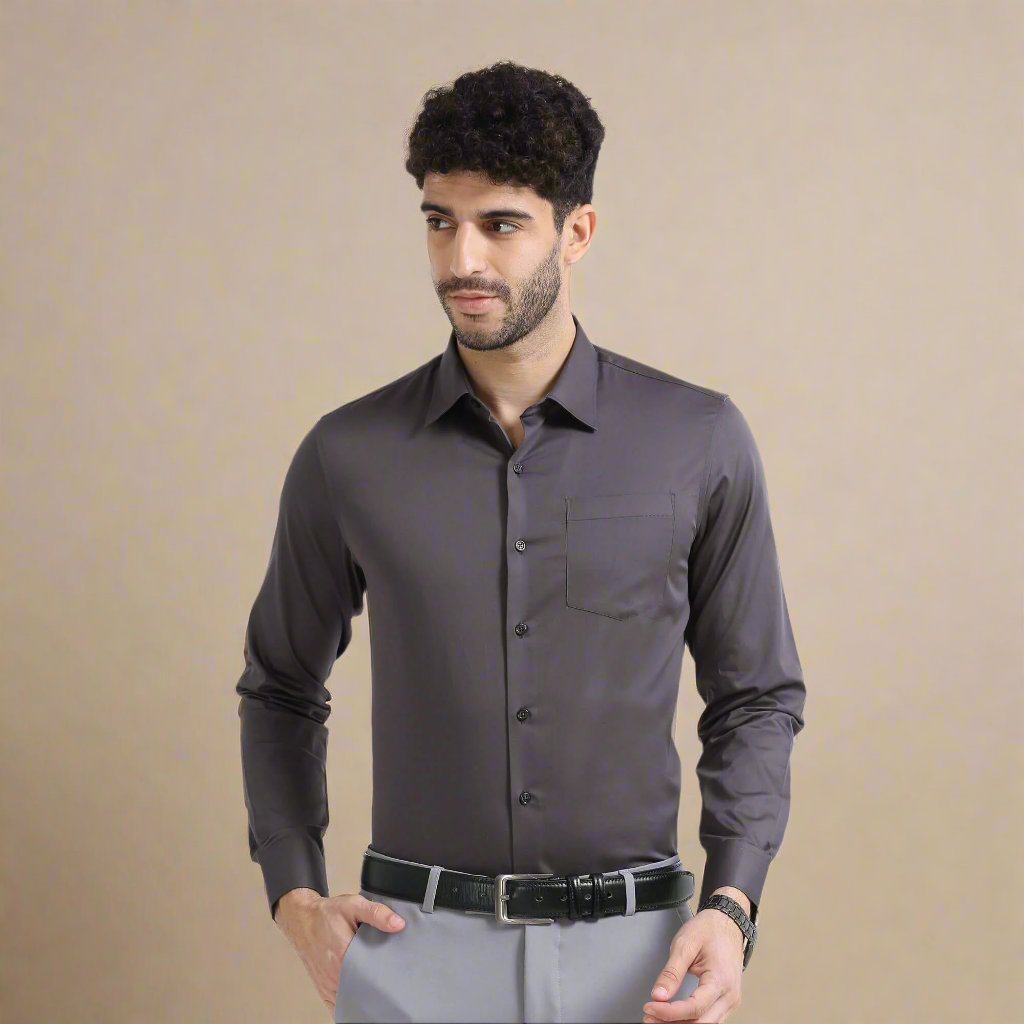 Cambridge Giza Cotton Shirt In Gun Metal