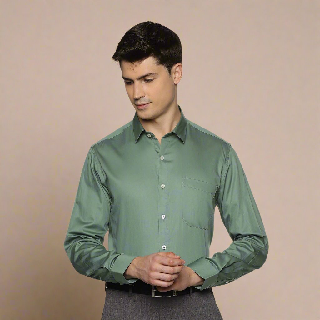 Swiss Finish Giza Cotton Shirt In Green