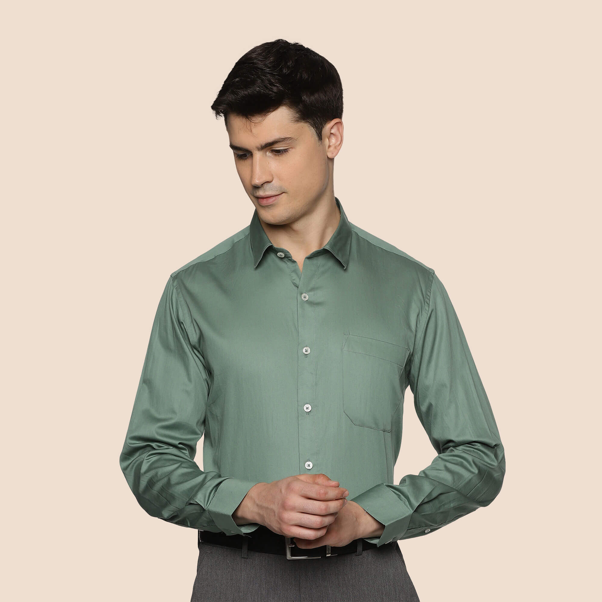 Swiss Finish Giza Cotton Shirt In Green