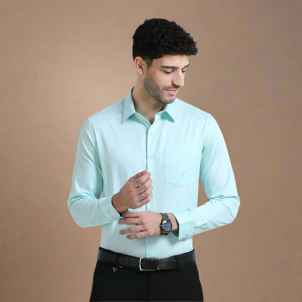 Cambridge Giza Cotton Shirt In Fresh Aqua