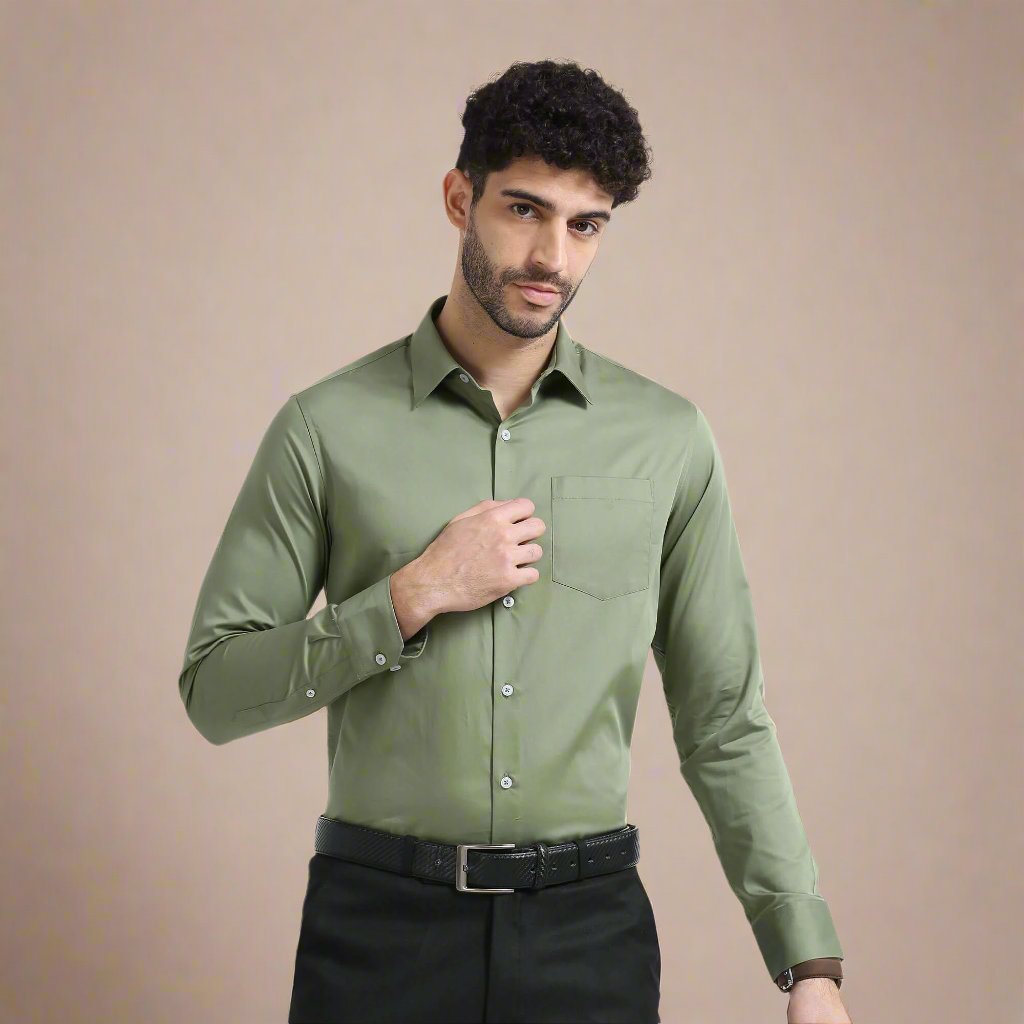 Cambridge Giza Cotton Shirt In Grass Green