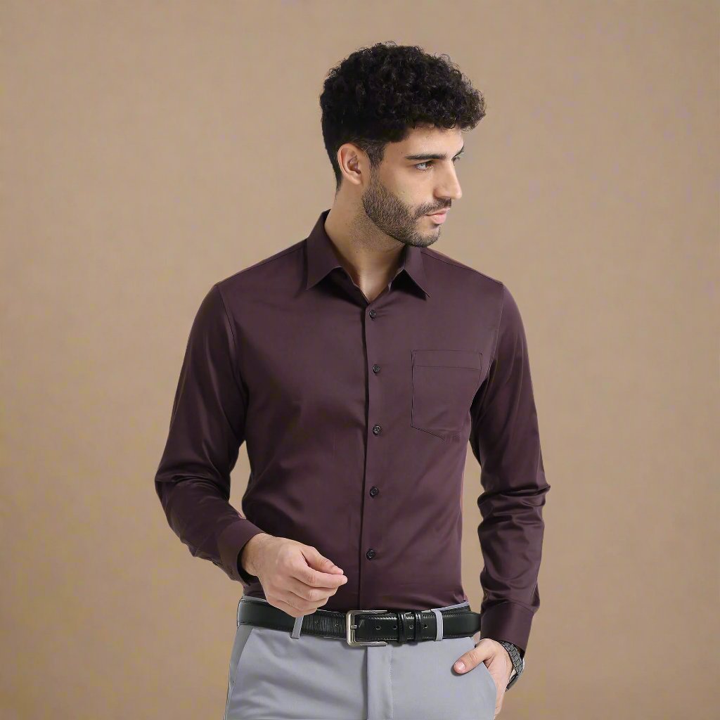 Cambridge Giza Cotton Shirt In Coffee