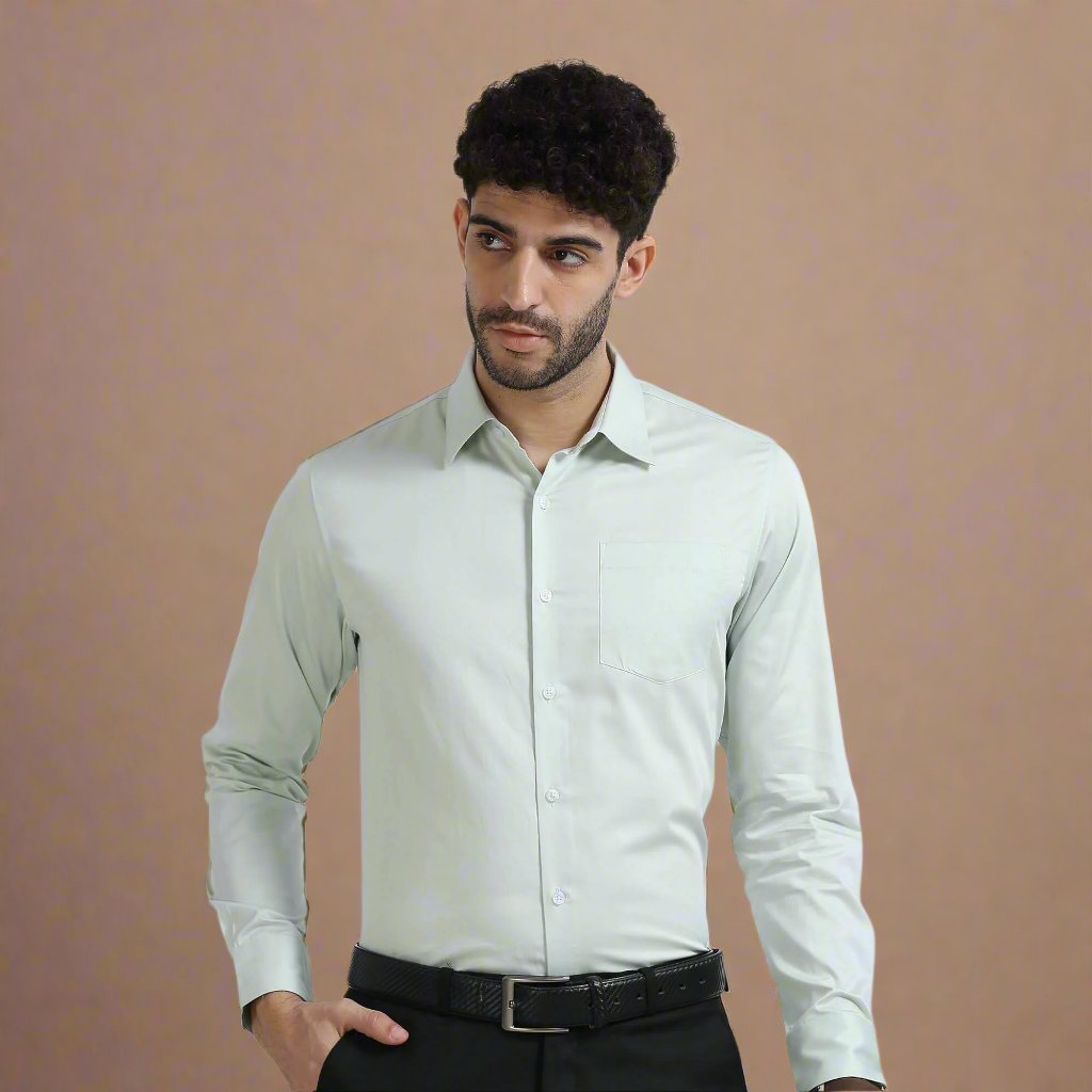 Cambridge Giza Cotton Shirt In Moss Green