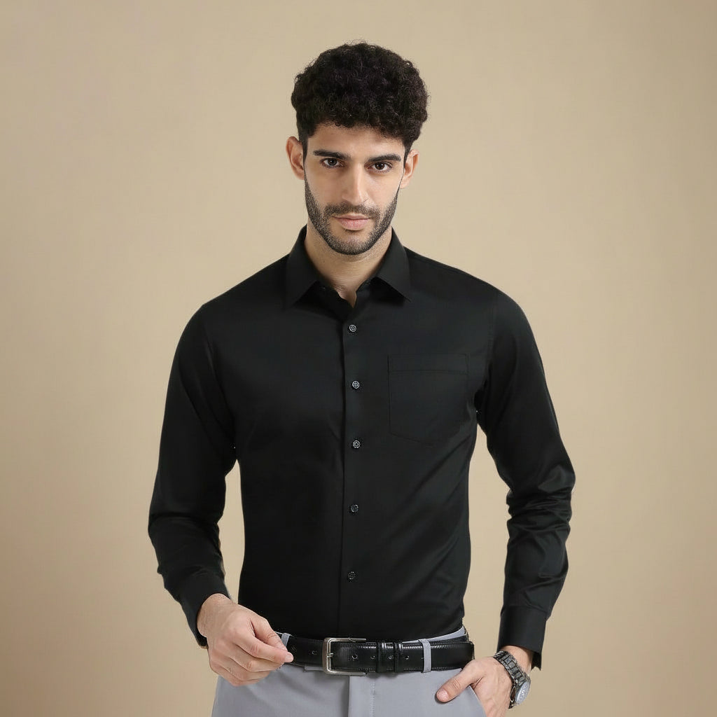 Buy Cambridge Giza Cotton Shirt In Raven Color for Men