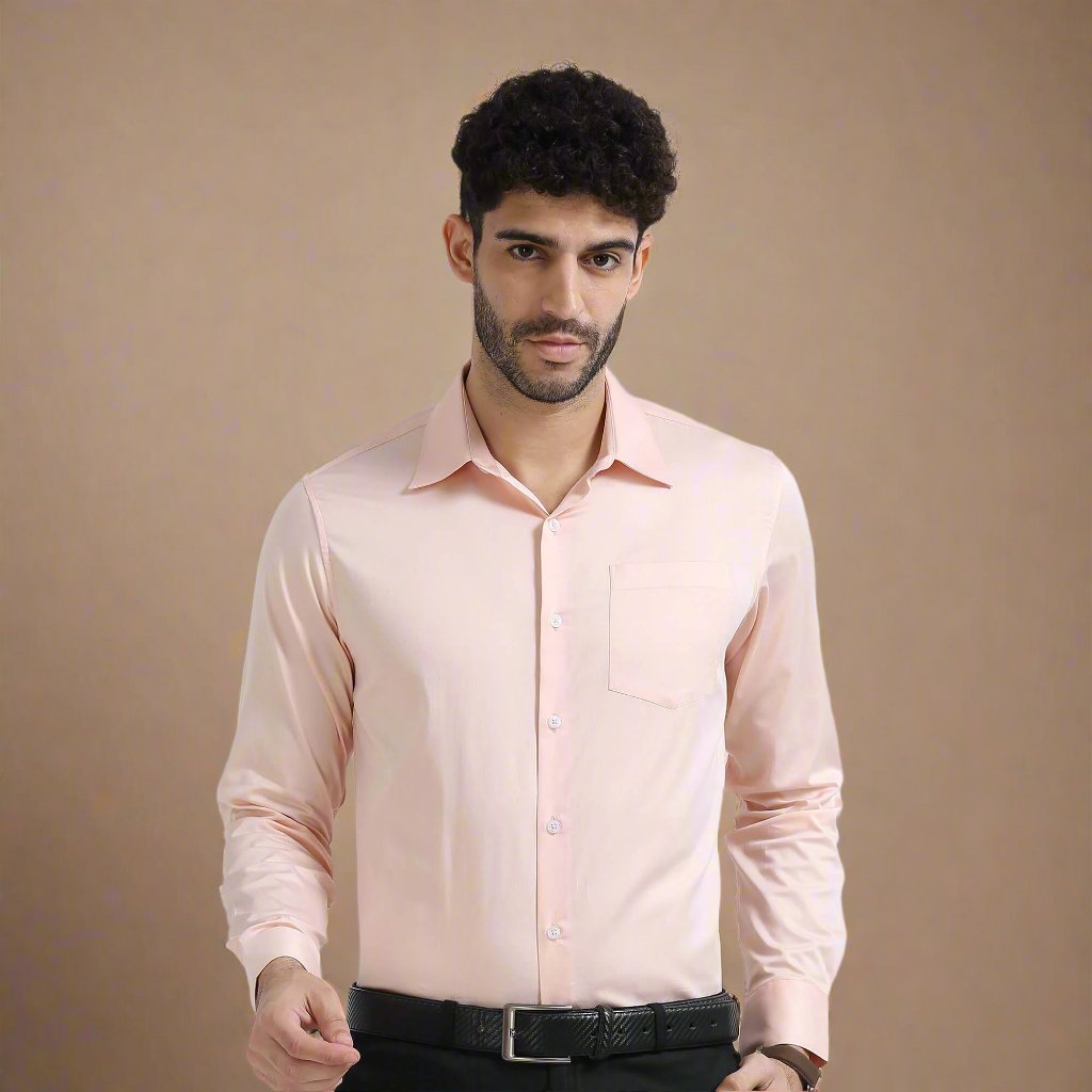 Cambridge Giza Cotton Shirt In Peach Fuzz