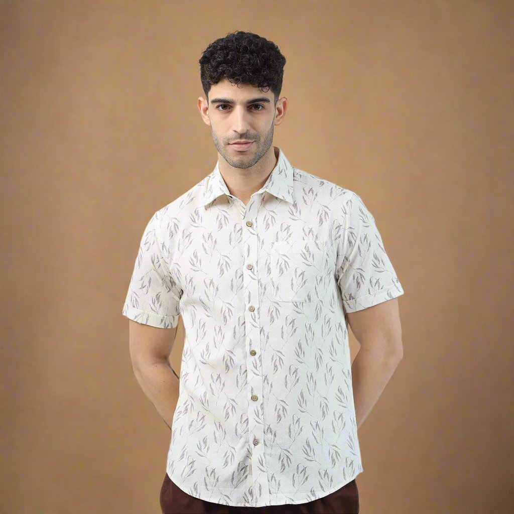 Breeze Linen Shirt In Grey Leaf