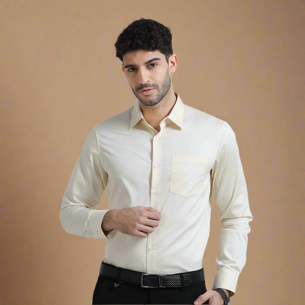 Cambridge Giza Cotton Shirt In Lemon Frost