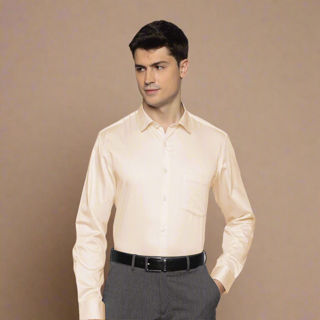 Swiss Finish Giza Cotton Shirt In Light Peach