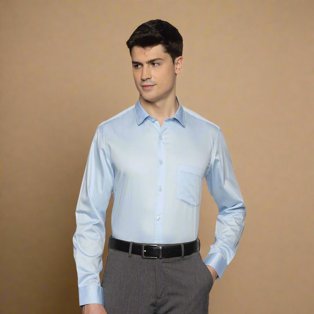 Swiss Finish Giza Cotton Shirt In Sky Blue