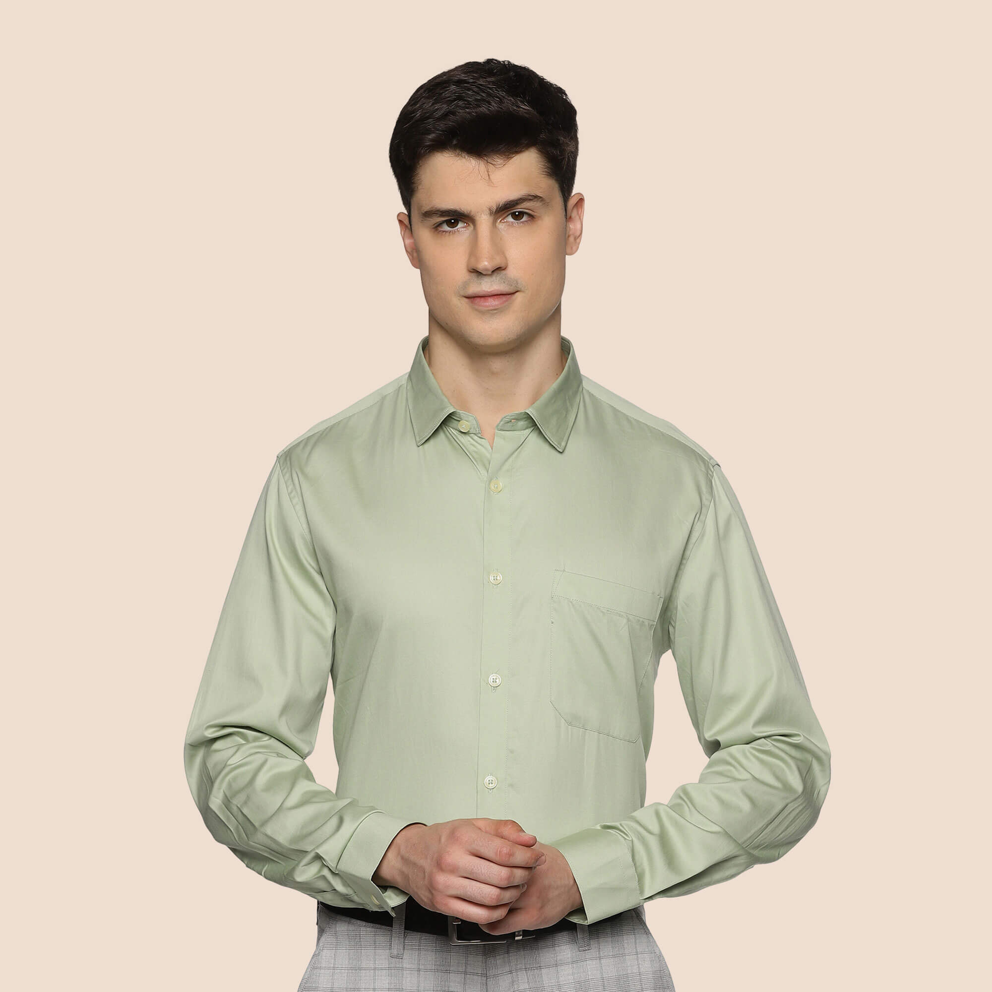 Swiss Finish Giza Cotton Shirt In Light Green