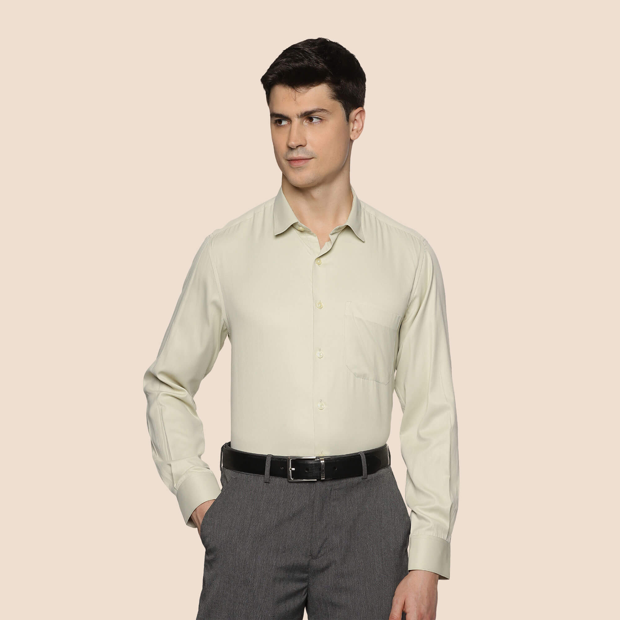 Sura Classic Solid Shirt in Beige