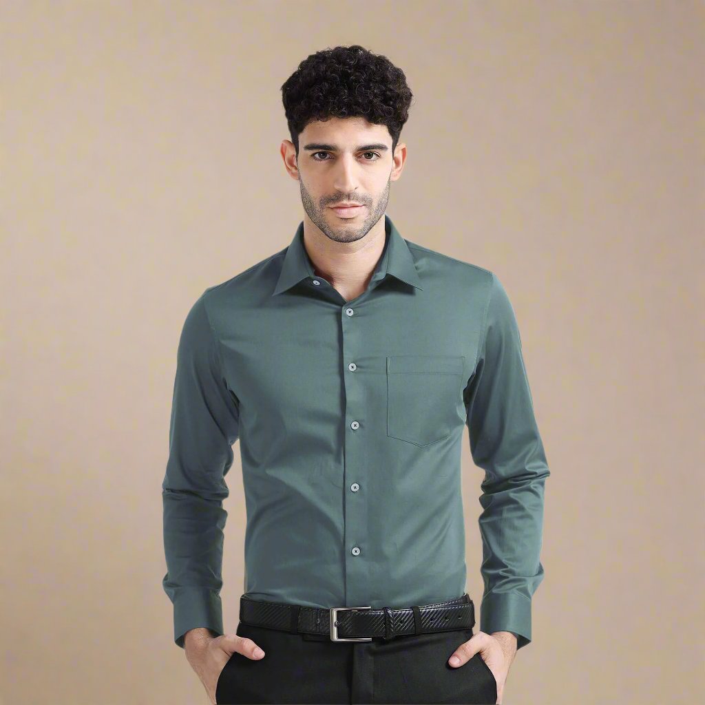 Cambridge Giza Cotton Shirt In Teal